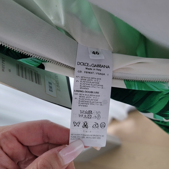 DOLCE & GABBANA GREEN LEAF SILK DRESS - Picture 8 of 8